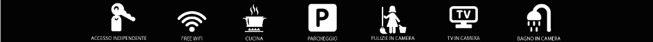 Servizi del b&b: accesso indipendente, wifi, cucina, parcheggio, pulizie giornaliere, tv, doccia